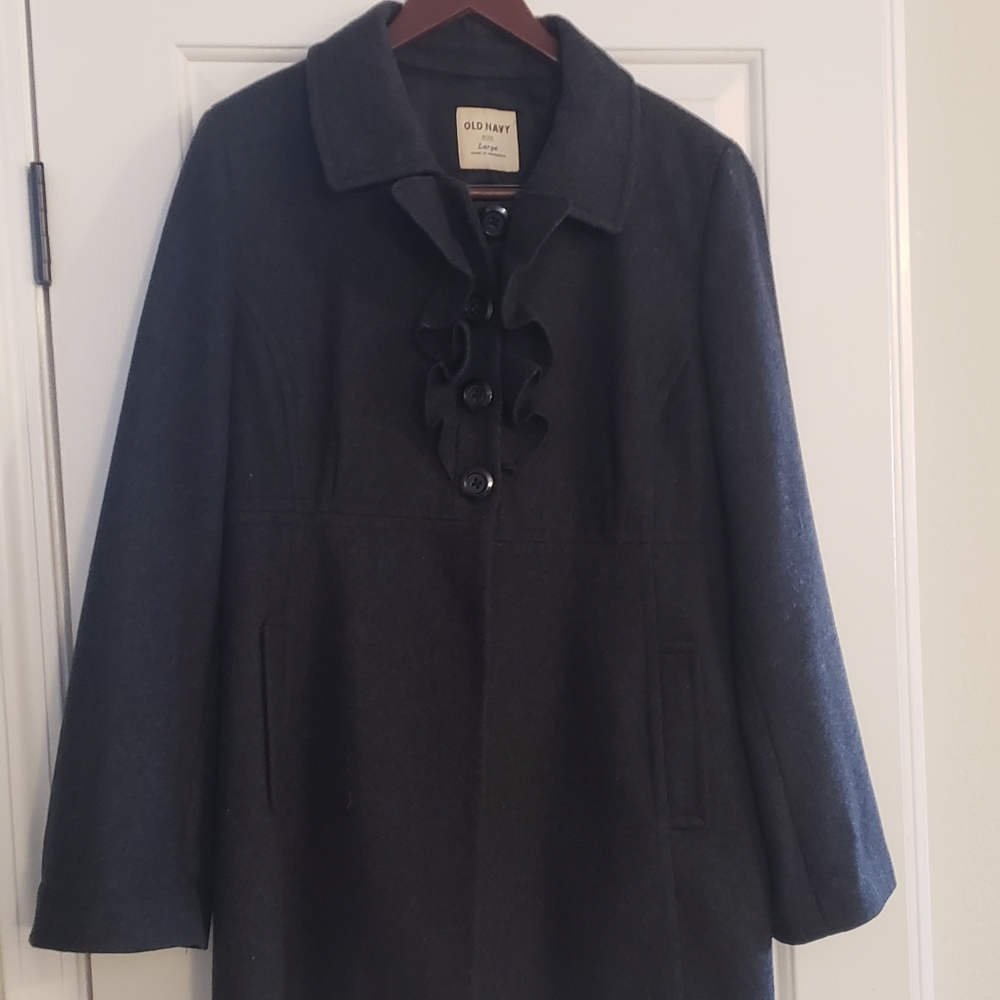 Old Navy Pea Coat-Dark Charcoal Gray. Sz L, fully lined.